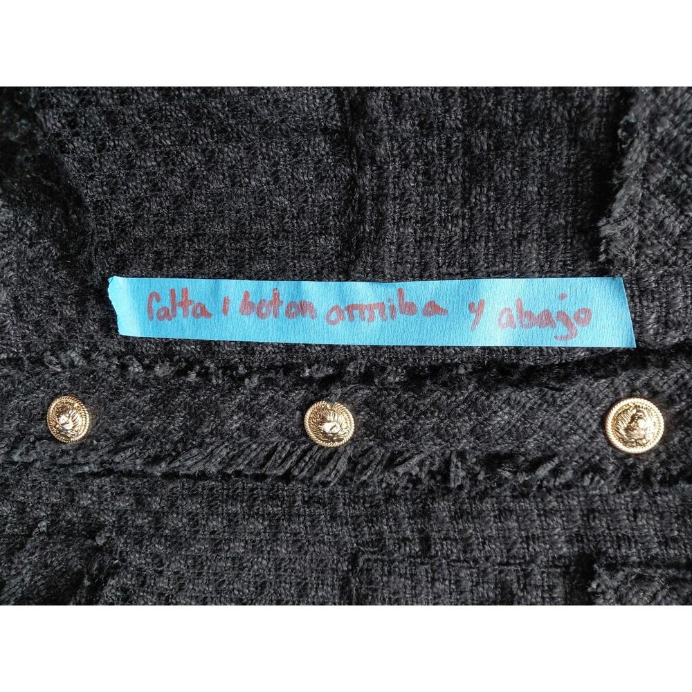 Aqua Black Textured Jacket Solid Knit Size M - image 8